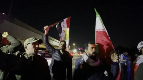 Demonstrations in Baghdad against US attacks on Iran, Bagdad, IQ - 28 Feb 2026 Vidéo 329897363