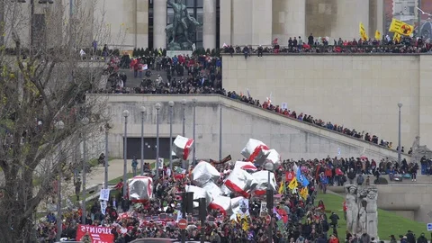 Demonstrations at the climate negotiations in Paris Stock Footage 95981371
