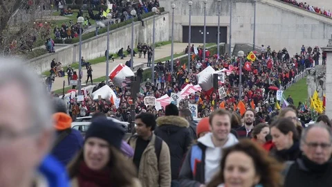 Demonstrations at the climate negotiations in Paris Stock Footage 95981430
