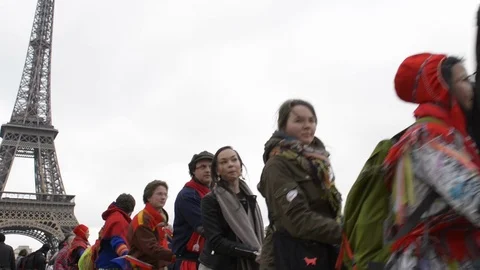Demonstrations at the climate negotiations in Paris Stock Footage 95981456