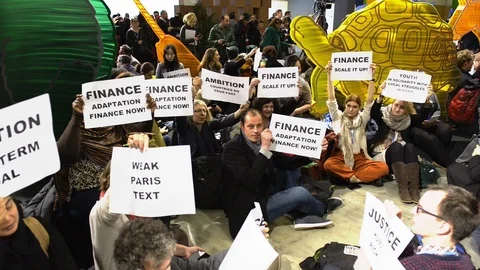Demonstrations at COP21 in Paris Stock Footage 95981007