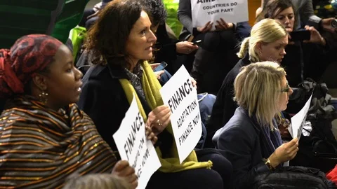 Demonstrations at COP21 in Paris Video stock 95981017
