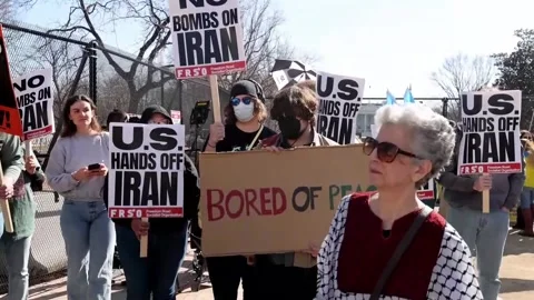 Demonstrations in front of the White House against US attacks on Iran, Washingto Video stock 329894575