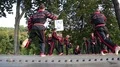 Demonstrations of martial arts at martial arts festival in Feofania park in Kiev HD Footage