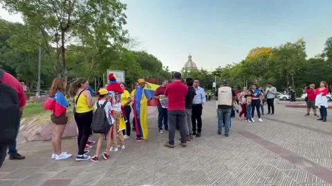 Demonstrations in Paraguay in support of opposition movement in Venezuela, PARAG Stock Footage 297427653