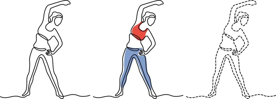 Demonstrations of a stretching exercise targeting the back and arms Vector Stock Illustration
