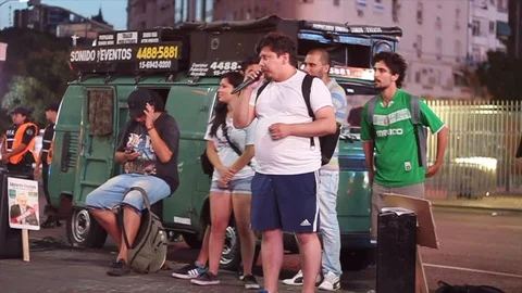 Demonstrator Protests in Buenos Aires Stock Footage 105993774