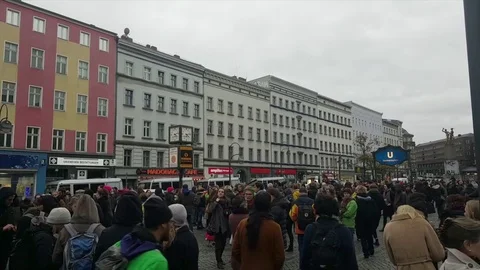Demonstrators assemble at Hermannplatz  for “me too” demonstration, Berlin Видео 81855395