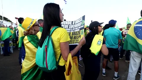 Demonstrators in Brasilia Video stock 223253558