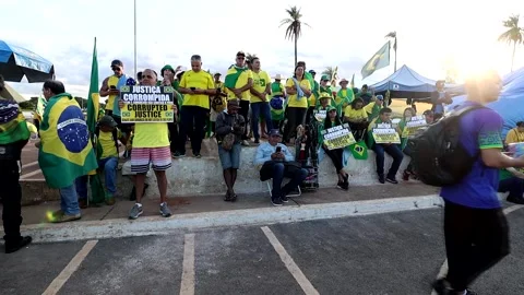 Demonstrators in Brasilia Stock Footage 223254342