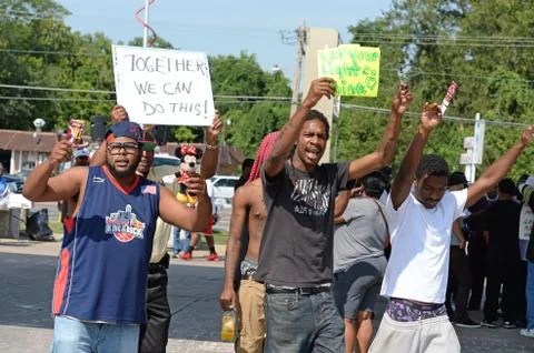 Demonstrators in Ferguson, MO Stock Photos