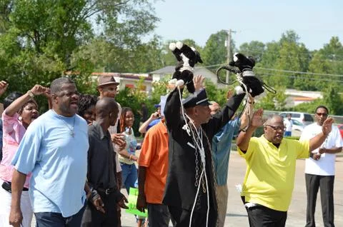 Demonstrators in Ferguson, MO Stock Photos