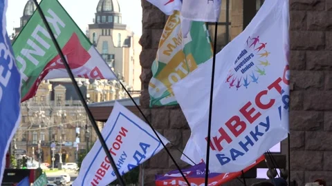 Demonstrators, manifestators, protesters, demand to complete housing_ Stock Footage 133523988