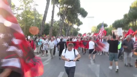 Demonstrators protest against resort project linked to Trump's son-in-law in Tir Stock Footage 338275105