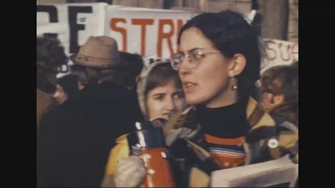 Demonstrators rally in support of striking General Electric workers - 1969 Stock Footage 91592015