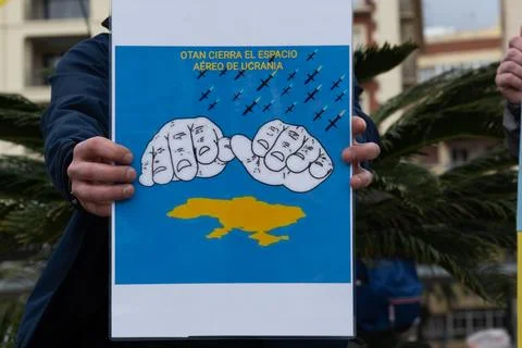 Demonstrators in support of Ukraine. Foto stock