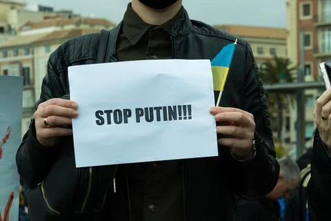 Demonstrators in support of Ukraine. Foto stock