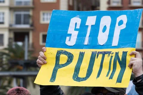 Demonstrators in support of Ukraine. Stock Photos