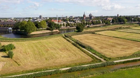 Den Bosch with Het Bossche Broek from the air Video stock 115419210