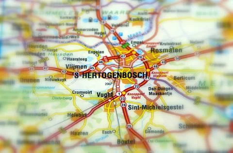 Den Bosch on a map Stock Photos