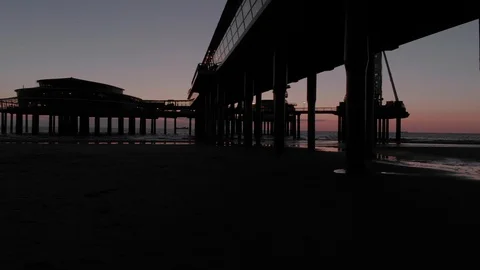 Den Haag Beach Package 19 | Panorama shot of beach coast Scheveningen Video stock 116202557