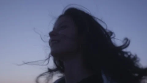 Den Haag Beach Package 8 | woman watching falling star airplane in the beach sky Stock Footage 116189751