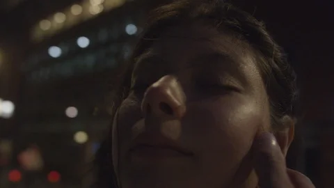 Den Haag Hague Pack 5 | POV man holding touching woman face in street night Stock Footage 116193789