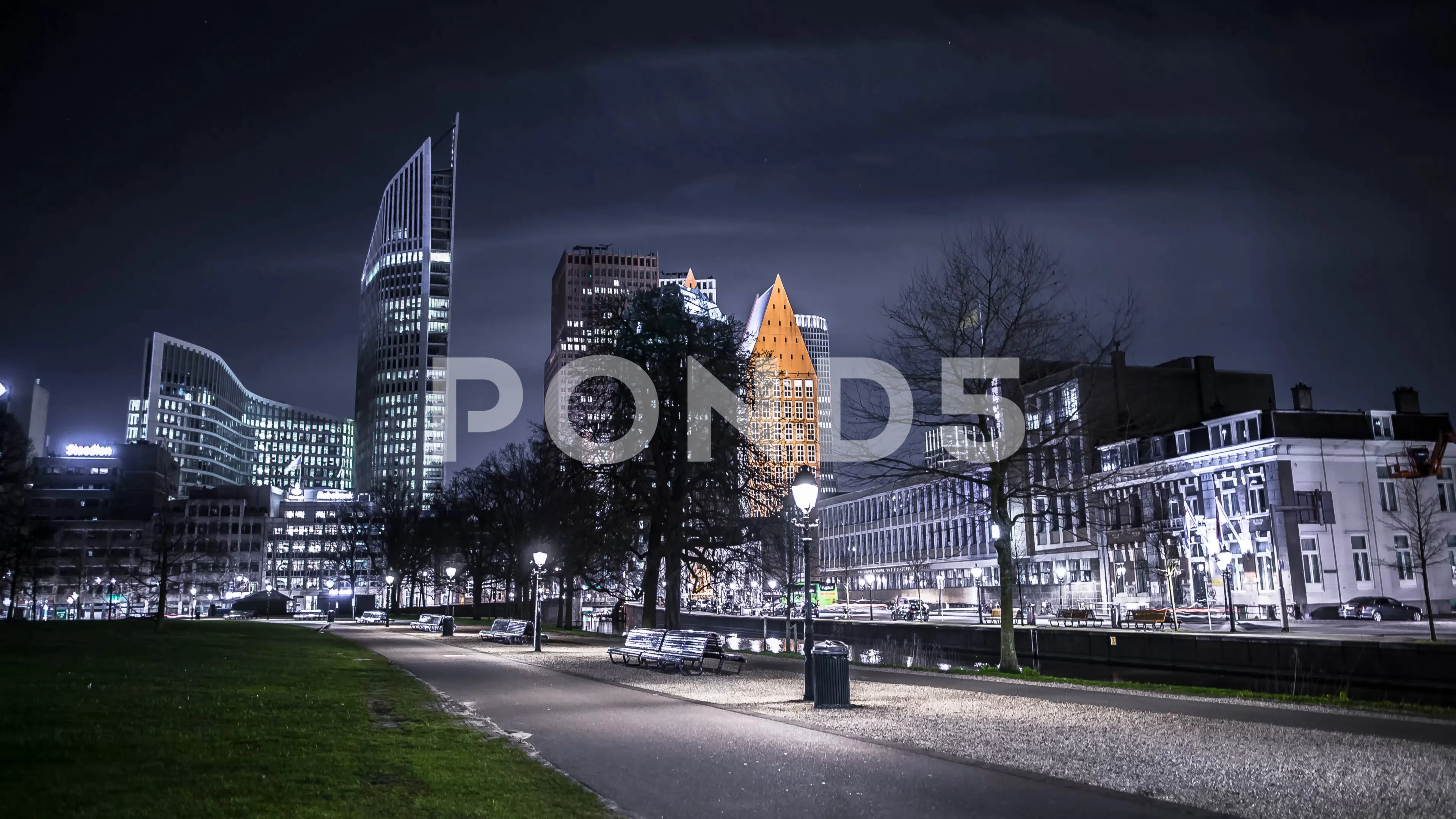 City at night den haag 