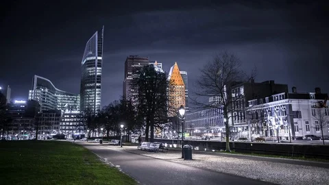 Den Haag - The Hague timelapse night time Stock Footage