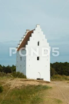Den Tilsandede Kirke, Sand-Buried Church, Skagen, Jutland, Denmark Stock Photos