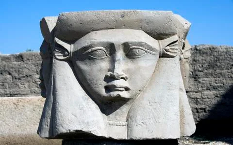Dendera Egypt, ptolemaic temple dedicated to the goddess Hathor: a capitol wi Stock Photos