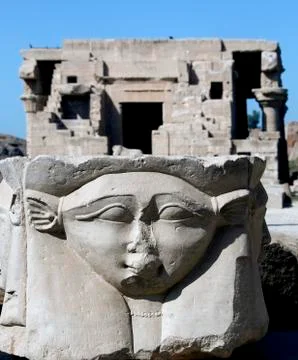 Dendera Egypt, ptolemaic temple dedicated to the goddess Hathor: a capitol wi Stock Photos