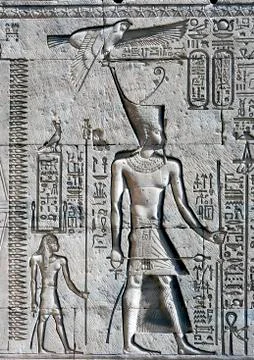 Dendera Egypt, ptolemaic temple dedicated to the goddess Hathor. Carvings on  Stock Photos