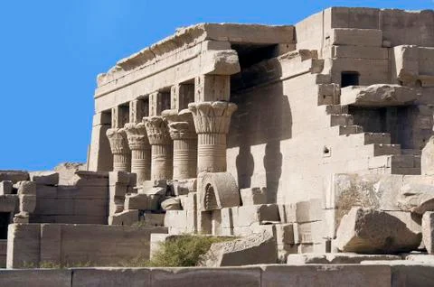 Dendera Egypt, ptolemaic temple dedicated to the goddess Hathor. The mammisi. Stock Photos