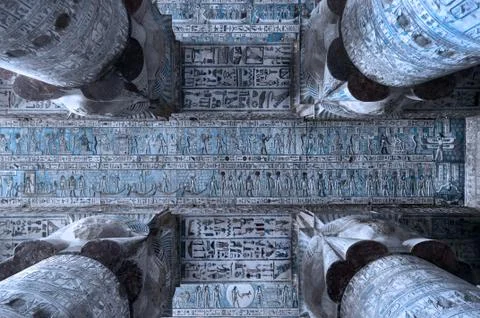 Dendera Egypt, ptolemaic temple dedicated to the goddess Hathor. The hypostyl Stock Photos