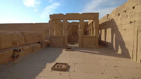 Dendera temple or Temple of Hathor. Egypt. Dendera, Denderah, is a small town in Stock Footage 154316563