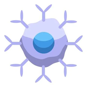 Dendritic cell presenting antigen, immune response icon Stock Illustration