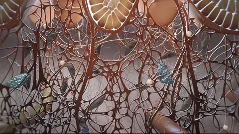 Dendritic cell presenting an antigen to T-lymphocytes. Stock Photos