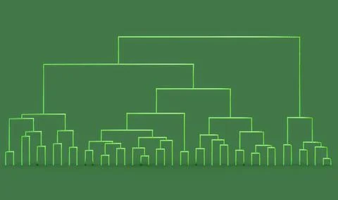 Dendrogram, a diagram representing a tree used to visualize results of hierar Illustrazione stock