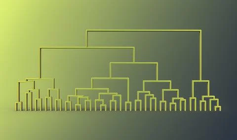 Dendrogram, a diagram representing a tree used to visualize results of hierar Stockillustratie