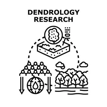 Dendrology research studying global deforestation and impact Stock Illustration