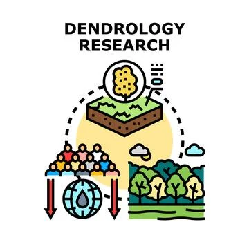 Dendrology research studying global deforestation and impact Stock Illustration