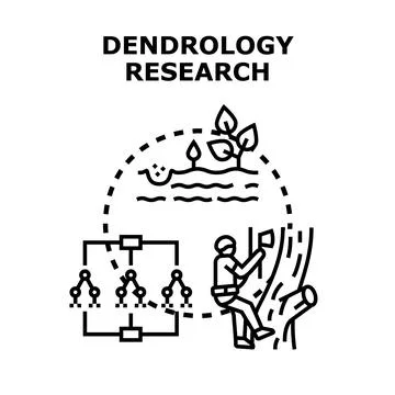 Dendrology research studying tree growth and ecosystem Stock Illustration