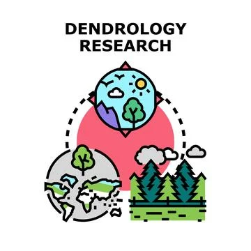 Dendrology research studying trees ecosystems and environment Stock Illustration