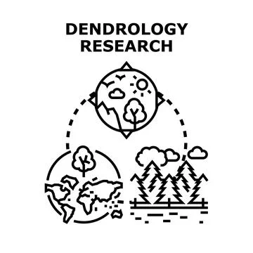Dendrology research studying trees ecosystems and environment Stock-Illustration
