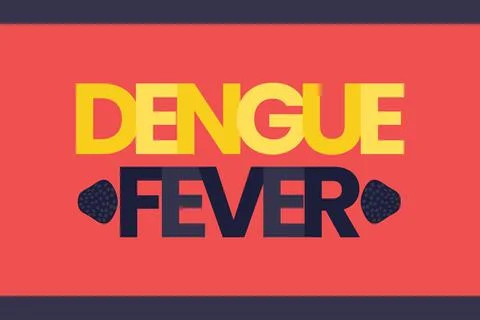 Dengue Fever flat typography text.  Medical concept 스톡 일러스트