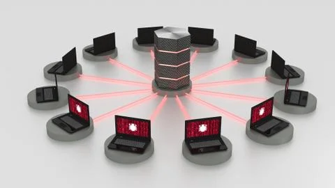 Denial of service attack on centralized server Stock Illustration