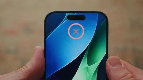Denied access to phone after failed attempt to recognize face using biometrics Stock Footage 345181923
