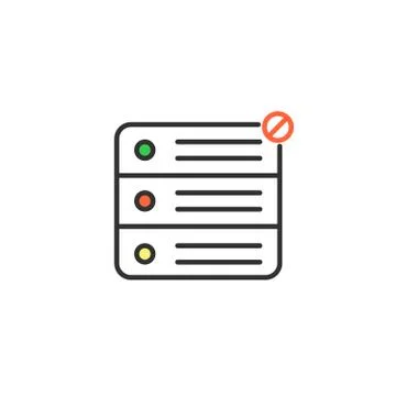 Denied access to server or data icon. Data center, hosting concept. Linear Stock Illustration