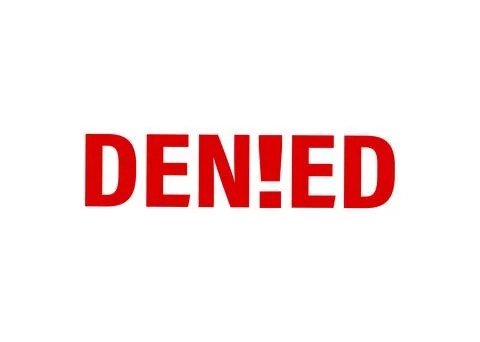 Denied, Denied text on white background Stock Illustration